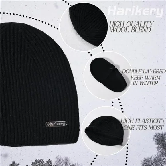 Unisex Cashmere Beanie Hat Scarf Set Winter Knit Long Scarf Neck Warmer